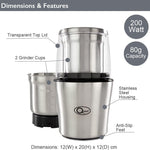 Load image into Gallery viewer, Quest Compact Electric Grinder 200W 80g