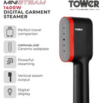 Load image into Gallery viewer, Tower Ministeam Digital Garment Steamer 1400W Red