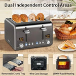 Load image into Gallery viewer, SEEDEEM 4 Slice Toaster LCD Wide Slots Stainless