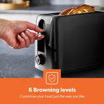 Load image into Gallery viewer, Geepas 2 Slice Toaster 650W 6 Levels Black