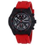 Load image into Gallery viewer, Henley Mens Sports Watch Black Dial Red Strap