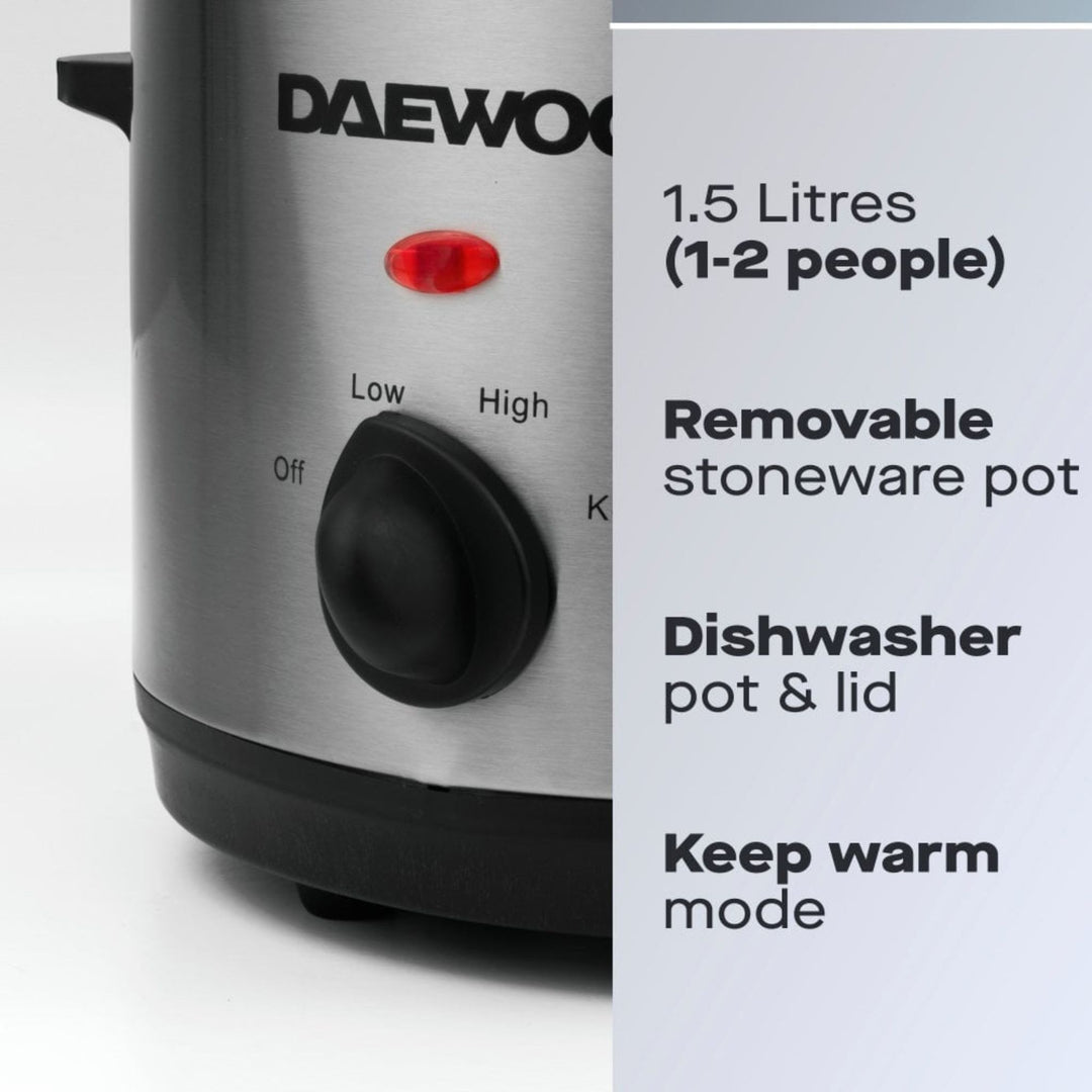 Daewoo 1.5L Stainless Steel Slow Cooker