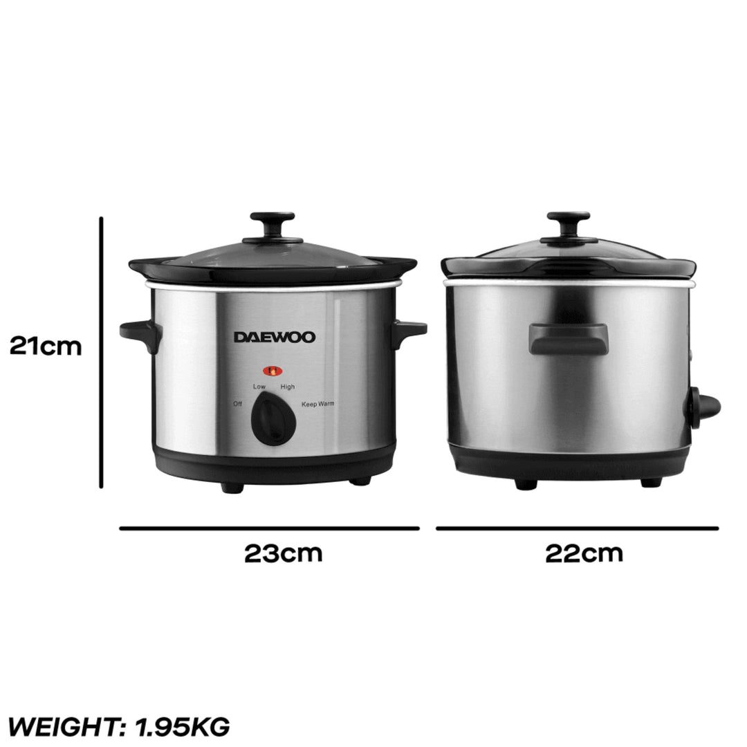 Daewoo 1.5L Stainless Steel Slow Cooker