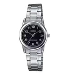 Load image into Gallery viewer, Casio Ladies Stainless Steel Black Dial Watch Silver