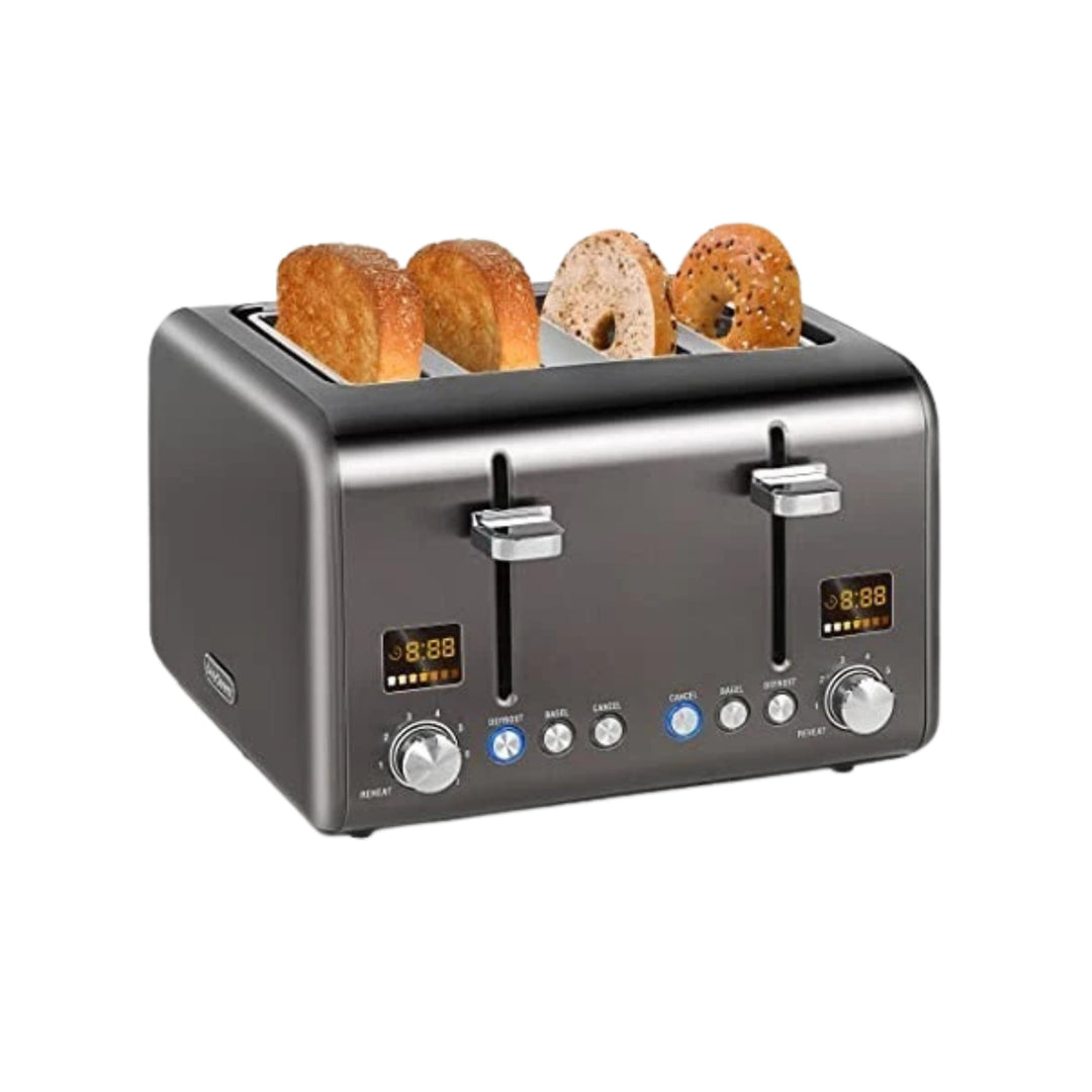 SEEDEEM 4 Slice Toaster LCD Wide Slots Stainless