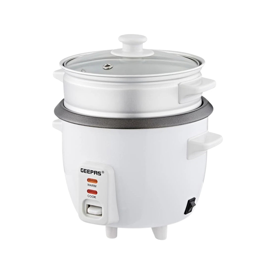 Geepas Rice Cooker Steamer 0.6L Keep Warm White