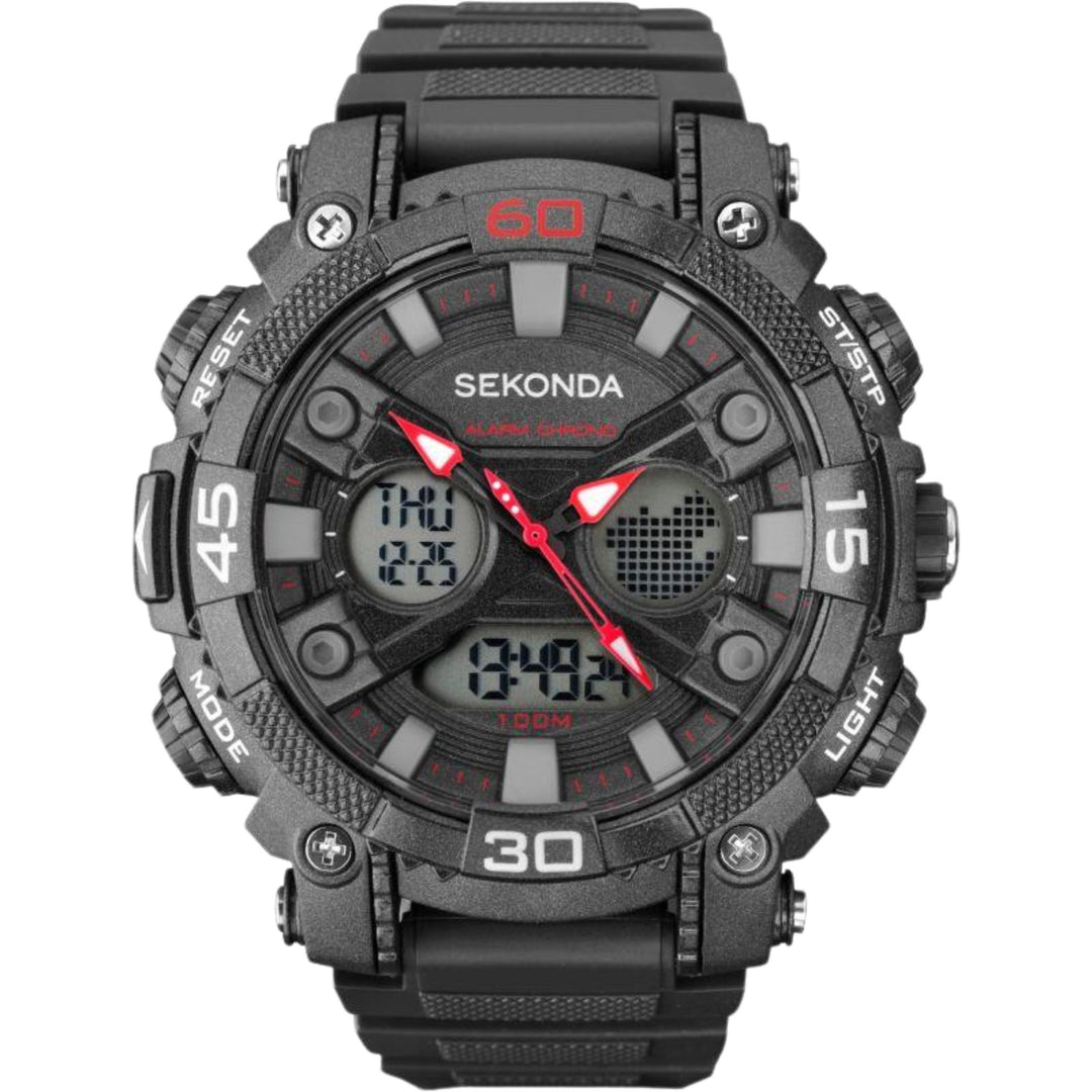 Sekonda Mens Chronograph Watch 100m Black Strap