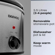 Daewoo 3.5L Stainless Steel Slow Cooker