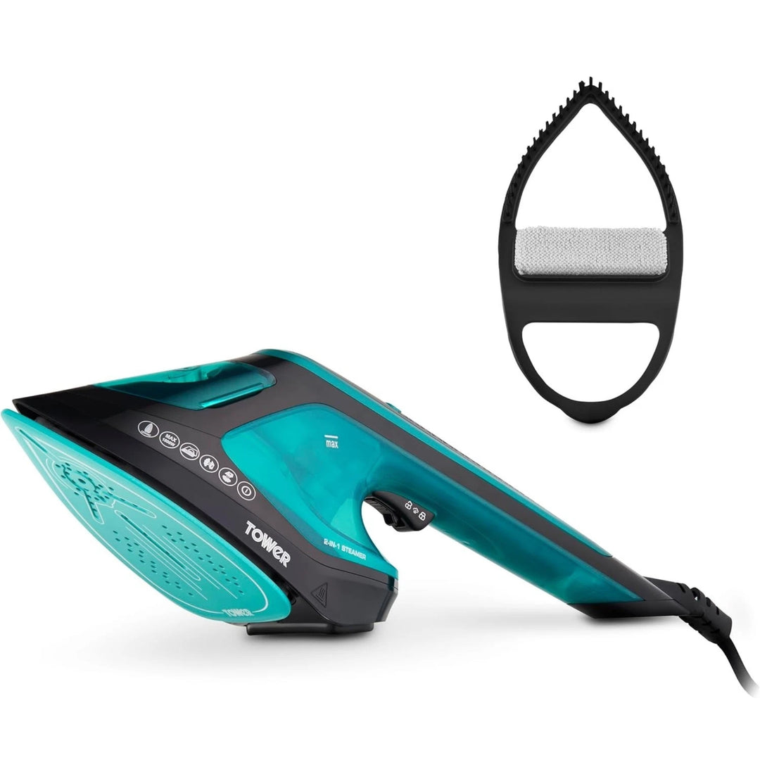 Tower 2 in 1 Garment Steamer Iron 1800W LED Teal