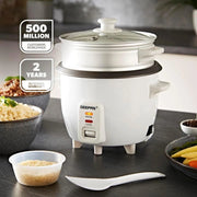 Geepas Rice Cooker Steamer 0.6L Keep Warm White