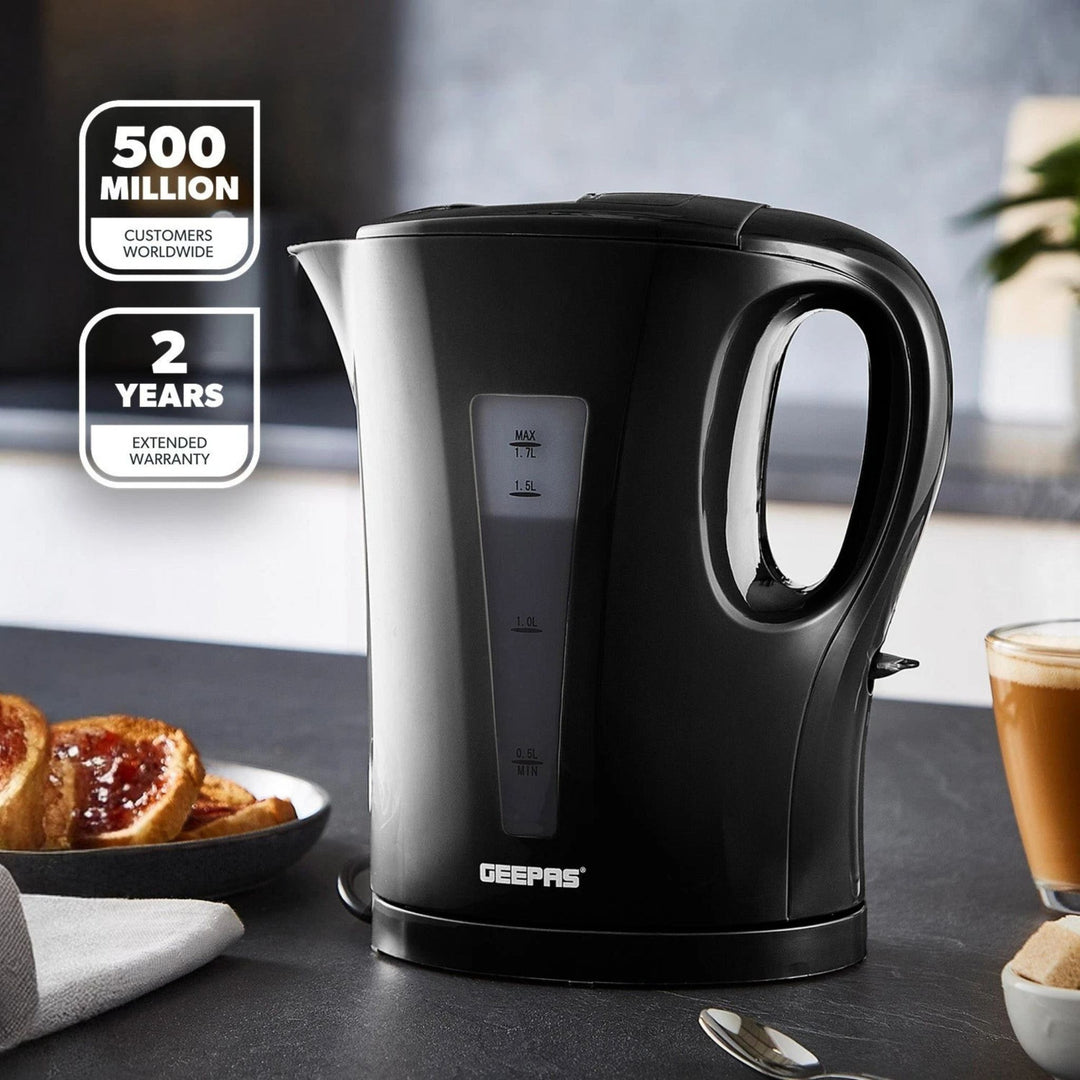 Geepas Jug Kettle 1.7L 2200W Fast Boil Black