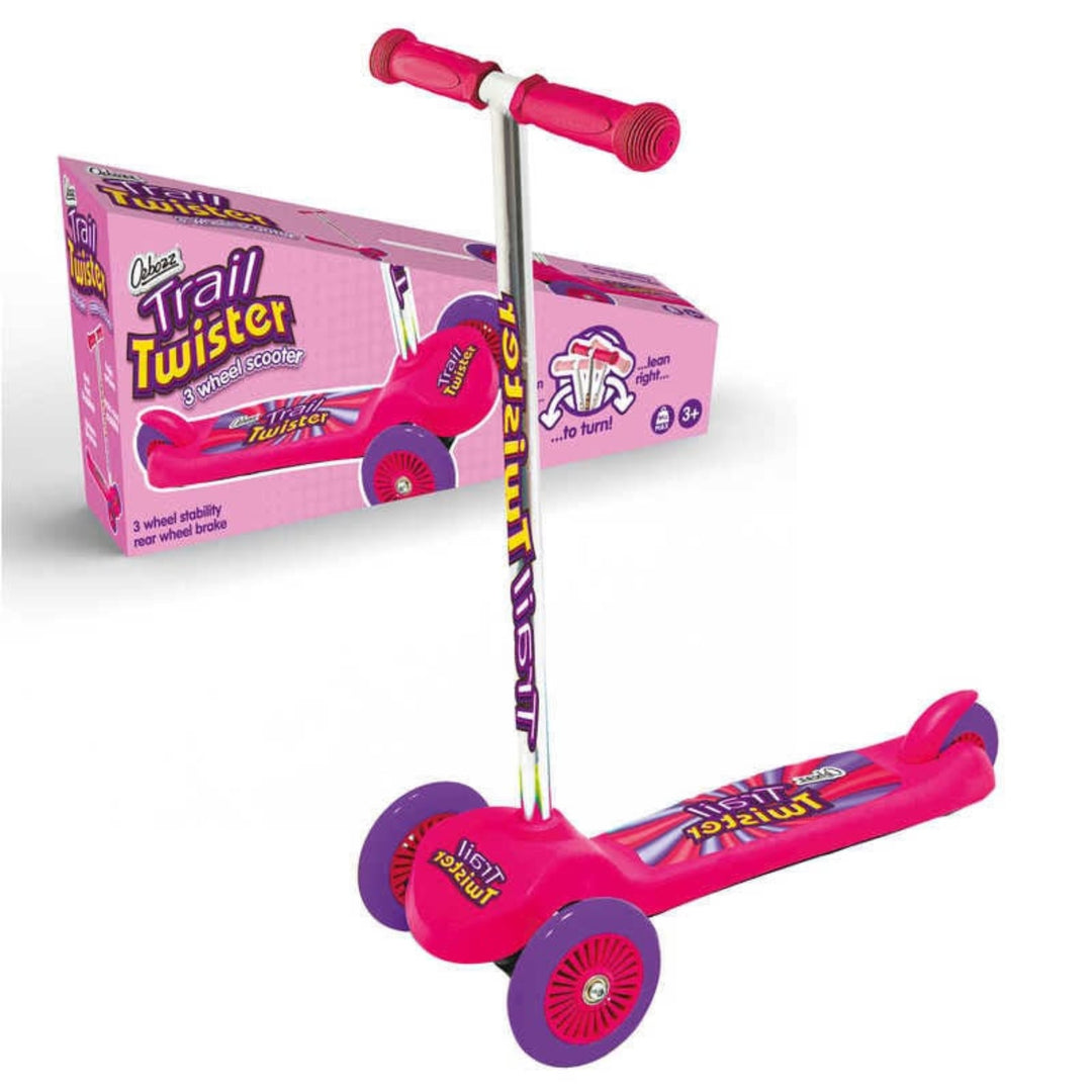 Ozbozz Trail Twist 3 Wheel Scooter Pink Kids