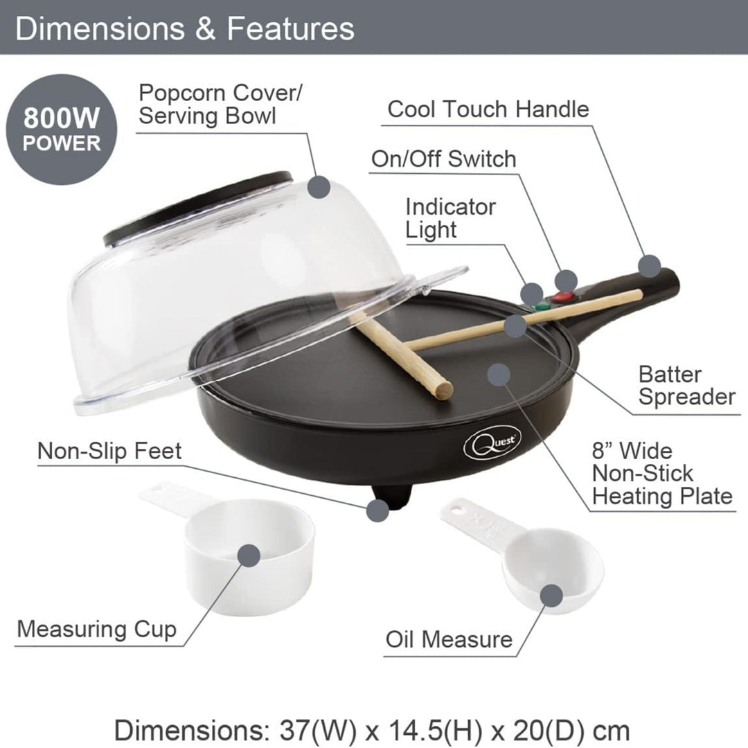 Quest 2 in 1 Popcorn Crepe Pancake Maker Non Stick