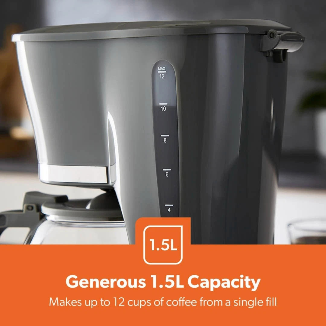 Geepas Filter Coffee Maker 1.5L Grey Fast Brew