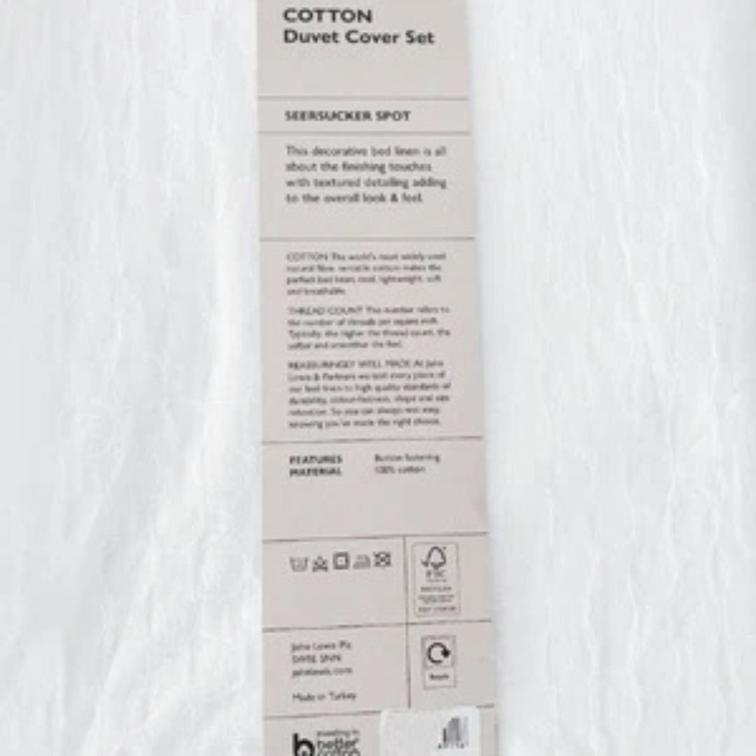 John Lewis Seersucker Spot Cotton Duvet Cover Set