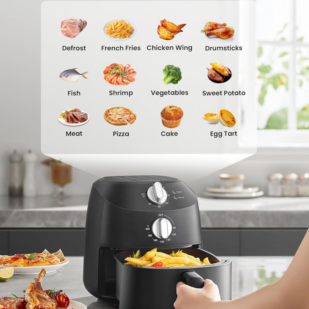 Midea Compact 2L Air Fryer 1150W 12 Presets Black
