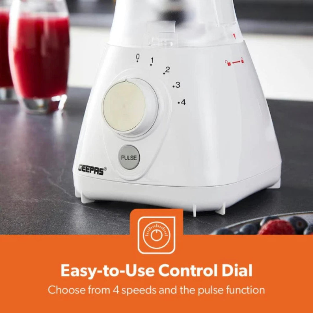 Geepas 2 in 1 Blender Grinder 550W 1.5L White