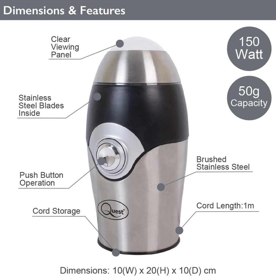 Quest Compact Coffee Grinder Stainless Steel