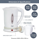 Load image into Gallery viewer, Quest Dual Voltage Travel Kettle 0.5L 2 Cups White