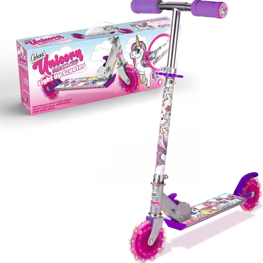 Ozbozz Unicorn Scooter Light Up Wheels Pink Purple