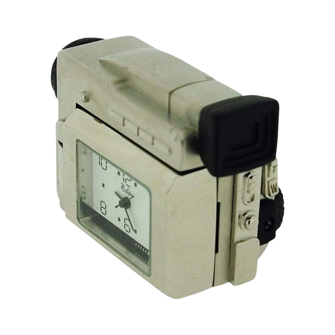 Miniature Silver Plated Video Camera Clock Brass