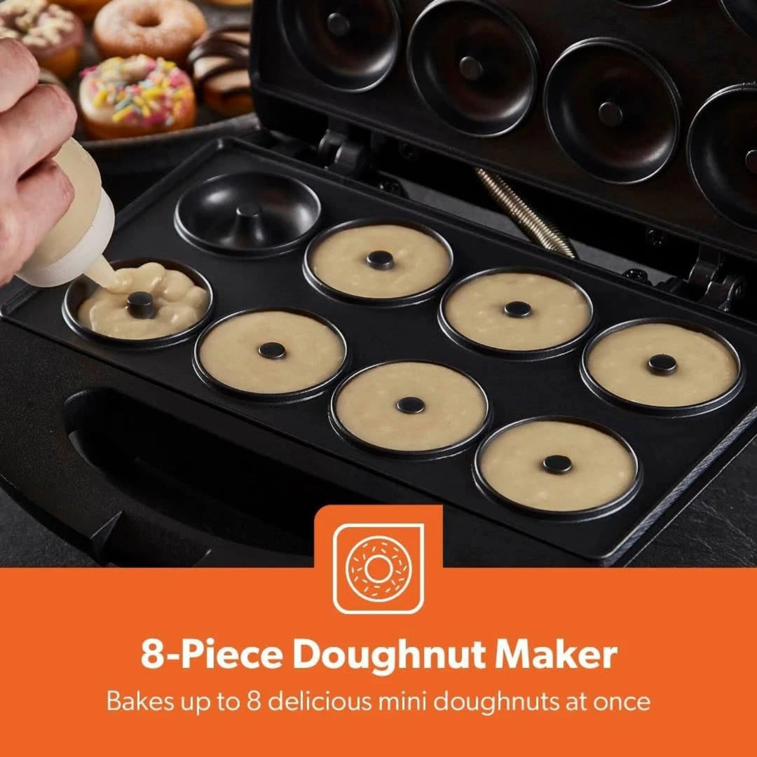 Geepas Doughnut Maker 750W 8pc Non Stick Black