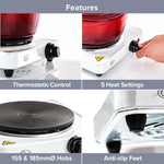 Load image into Gallery viewer, Quest Single Electric Hob 1500W 5 Settings White