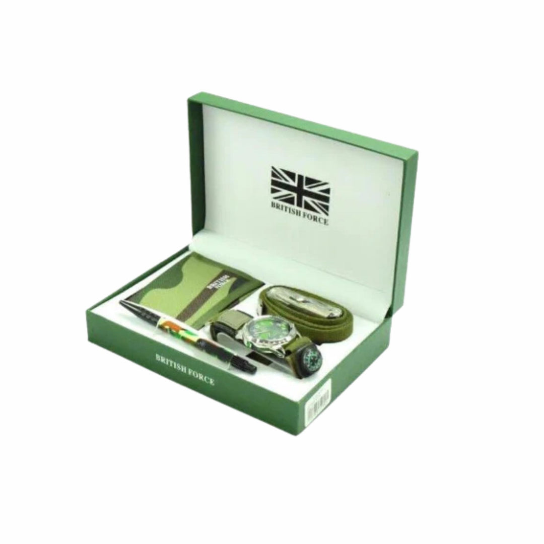 British Force Army Camo Gents Watch Gift Set 4pc