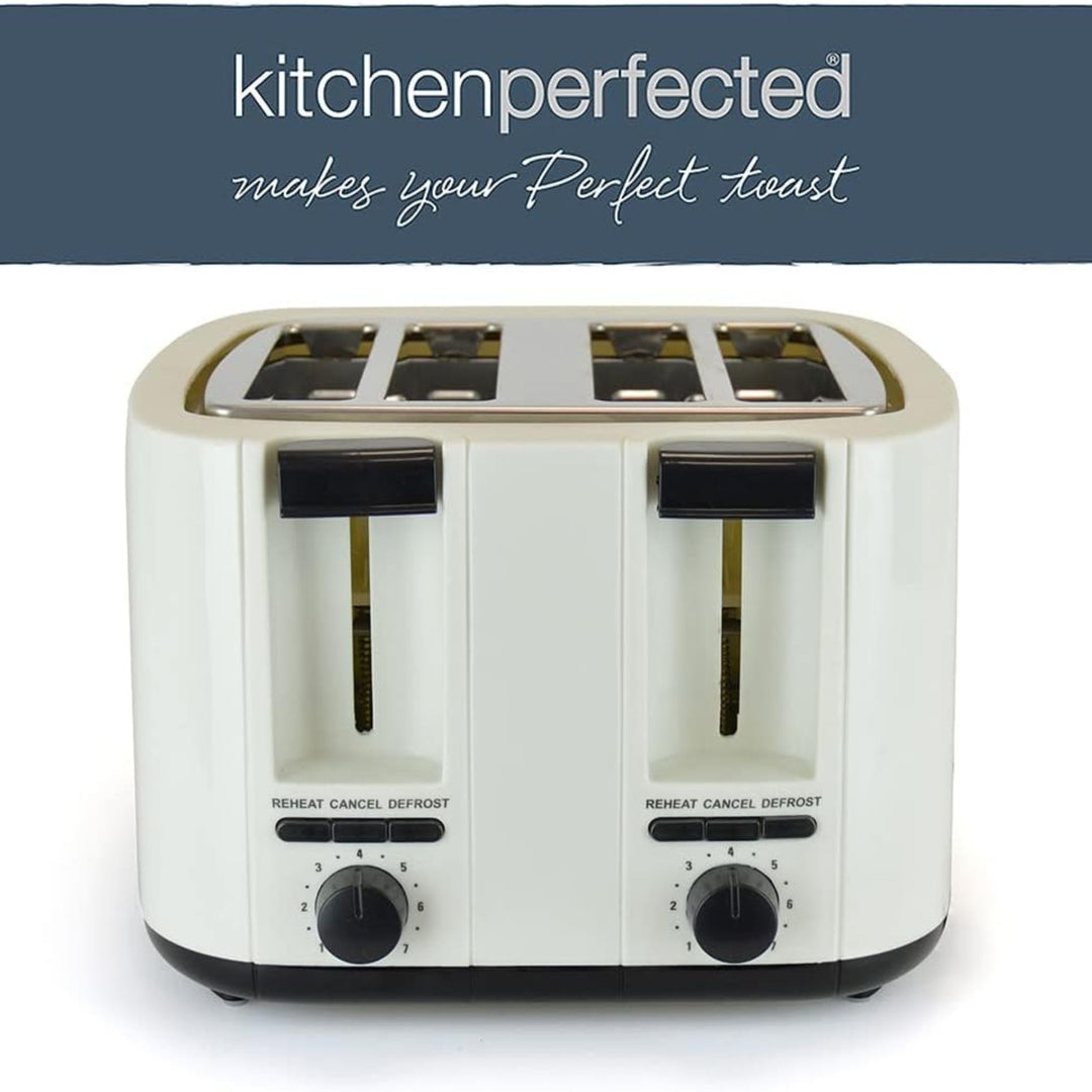 KitchenPerfected 4 Slice Wide Slot Toaster Cream