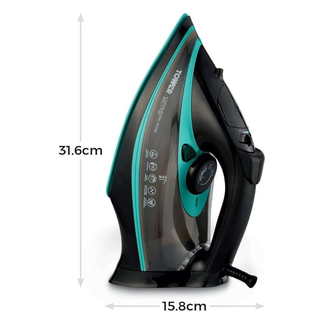 Tower CeraGlide Steam Iron 3100W Black Teal