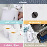 Load image into Gallery viewer, Quest Dual Voltage Travel Kettle 0.5L 2 Cups White