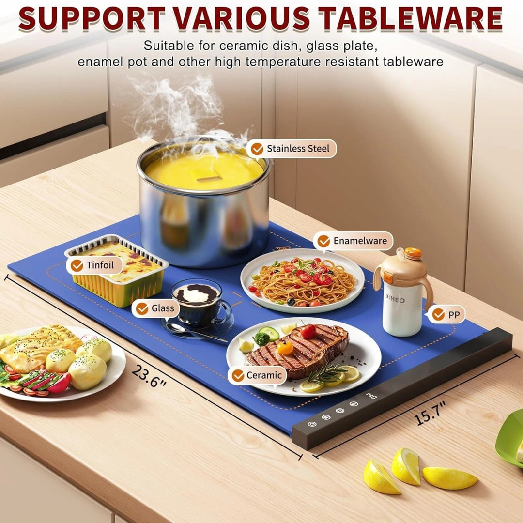 Silicone Food Warming Mat 6 Temp Timer Portable