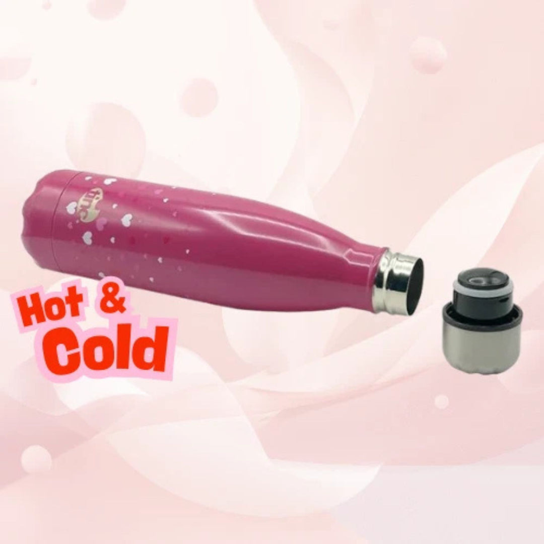Tinc Water Bottle 500ml Hot Cold Pink Hearts