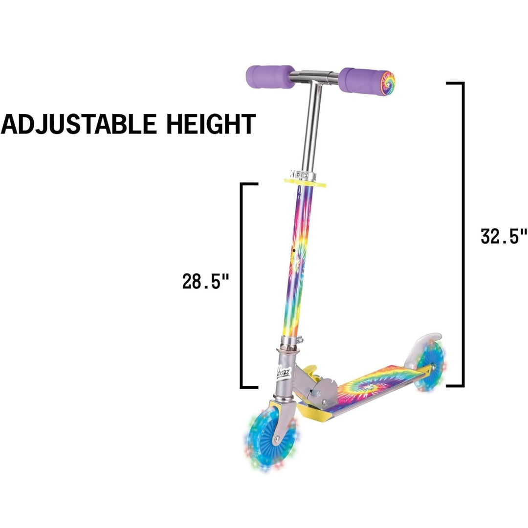 Ozbozz Tie Dye Scooter Flashing Wheels Rainbow Age 5+