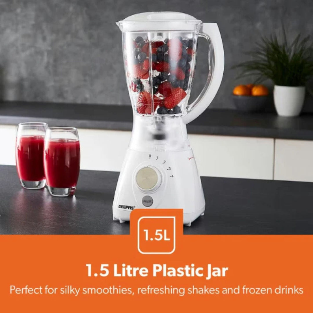 Geepas 2 in 1 Blender Grinder 550W 1.5L White