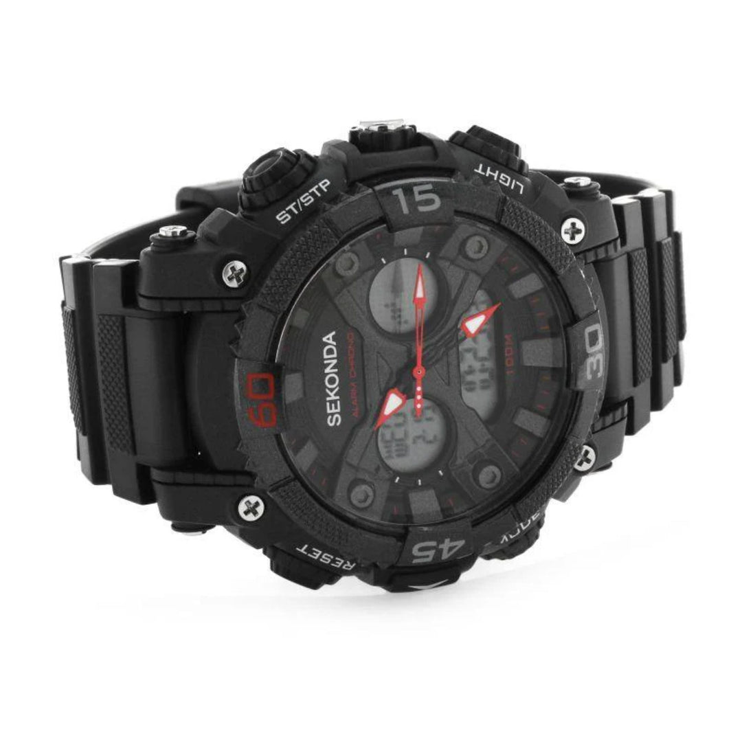 Sekonda Mens Chronograph Watch 100m Black Strap
