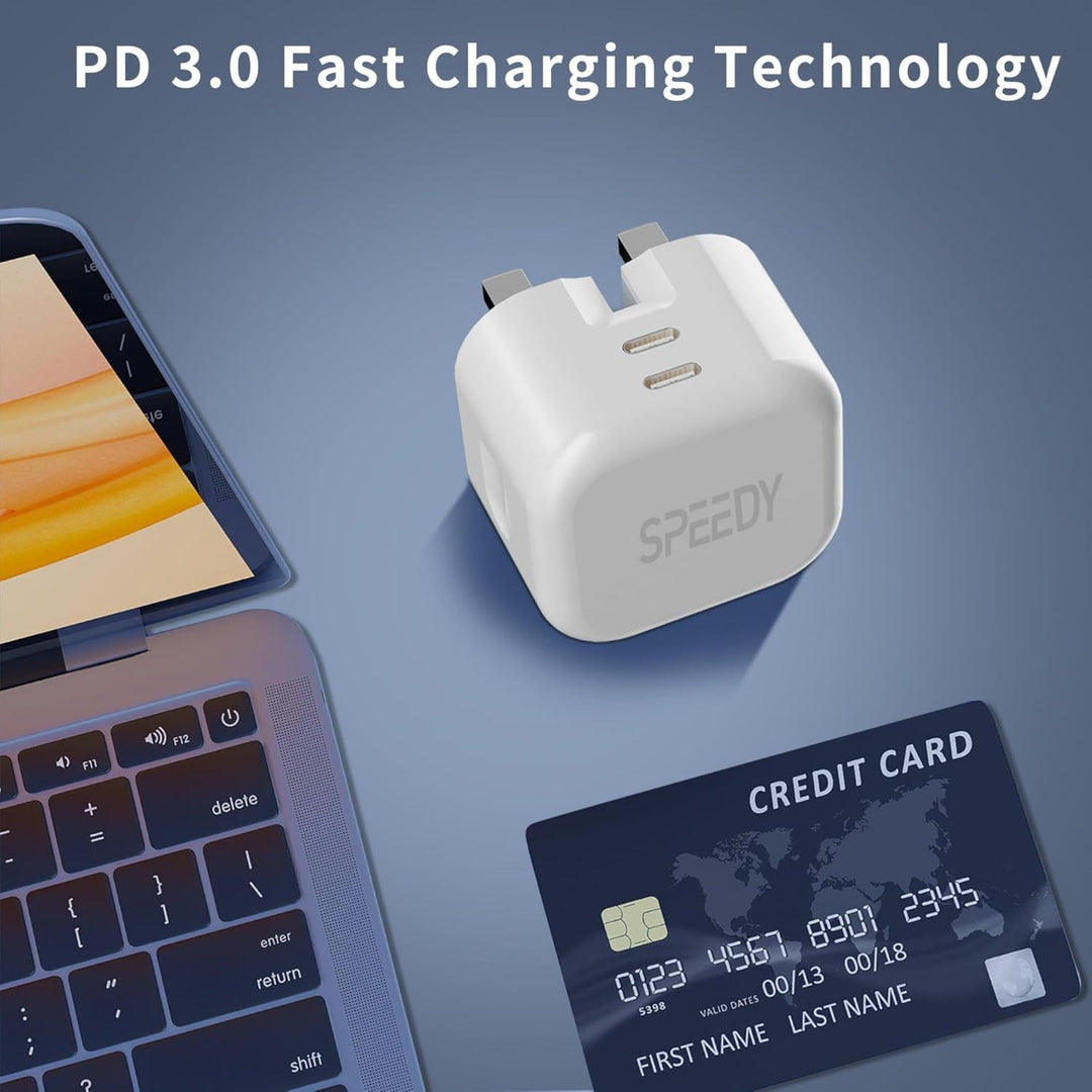 Speedy 45W GaN Fast Charger Dual USB-C PD UK Plug