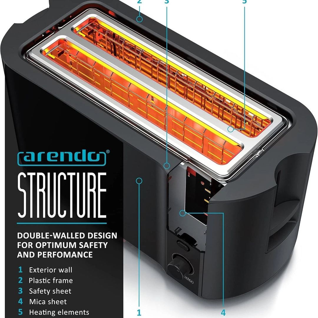 Arendo 4 Slice Long Slot Toaster Warming Rack