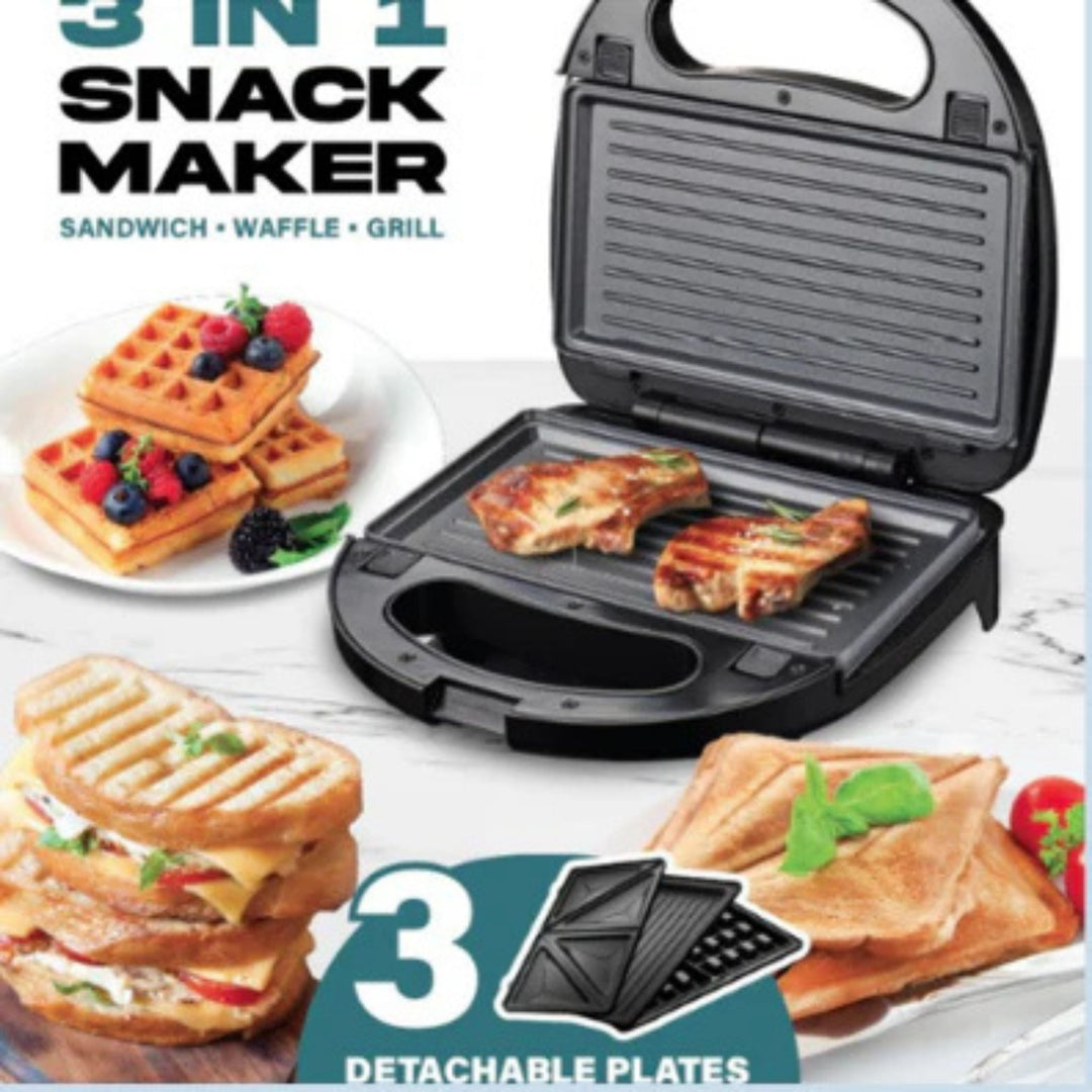 Domestic King 3 in 1 Snack Sandwich Maker 750W Black