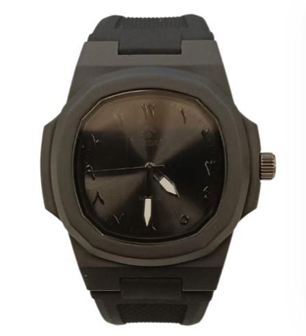 Clasico Unisex Arabic Square Dial Black Rubber Watch