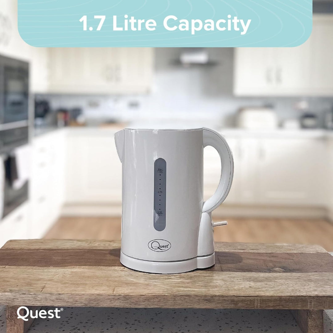 Quest Cordless Jug Kettle 1L White Overheat Protection