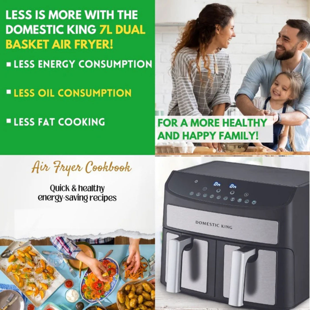 Domestic King 7L Dual Basket Digital Air Fryer 2400W
