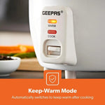 Load image into Gallery viewer, Geepas Rice Cooker Steamer 0.6L Keep Warm White