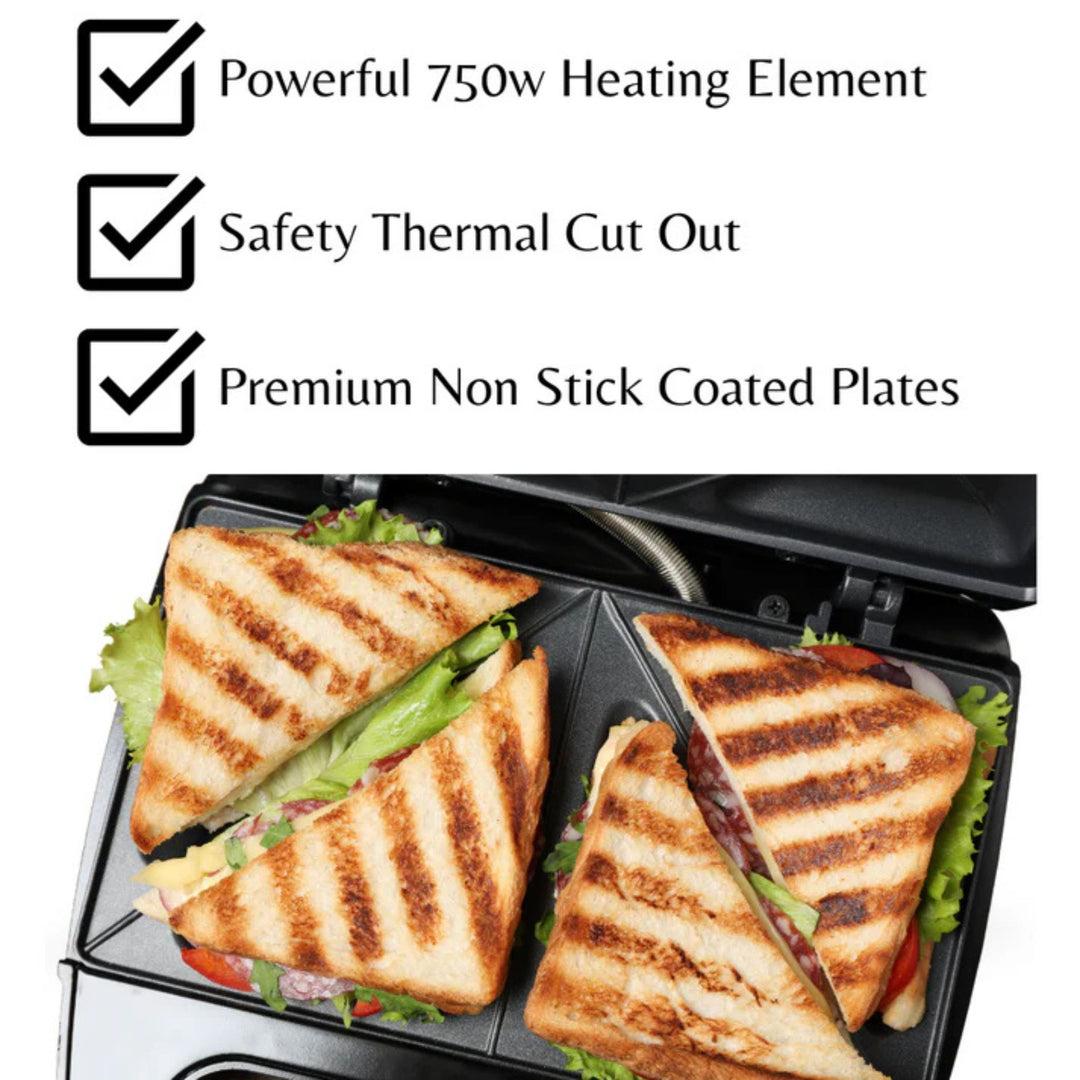 Domestic King 3 in 1 Snack Sandwich Maker 750W Black