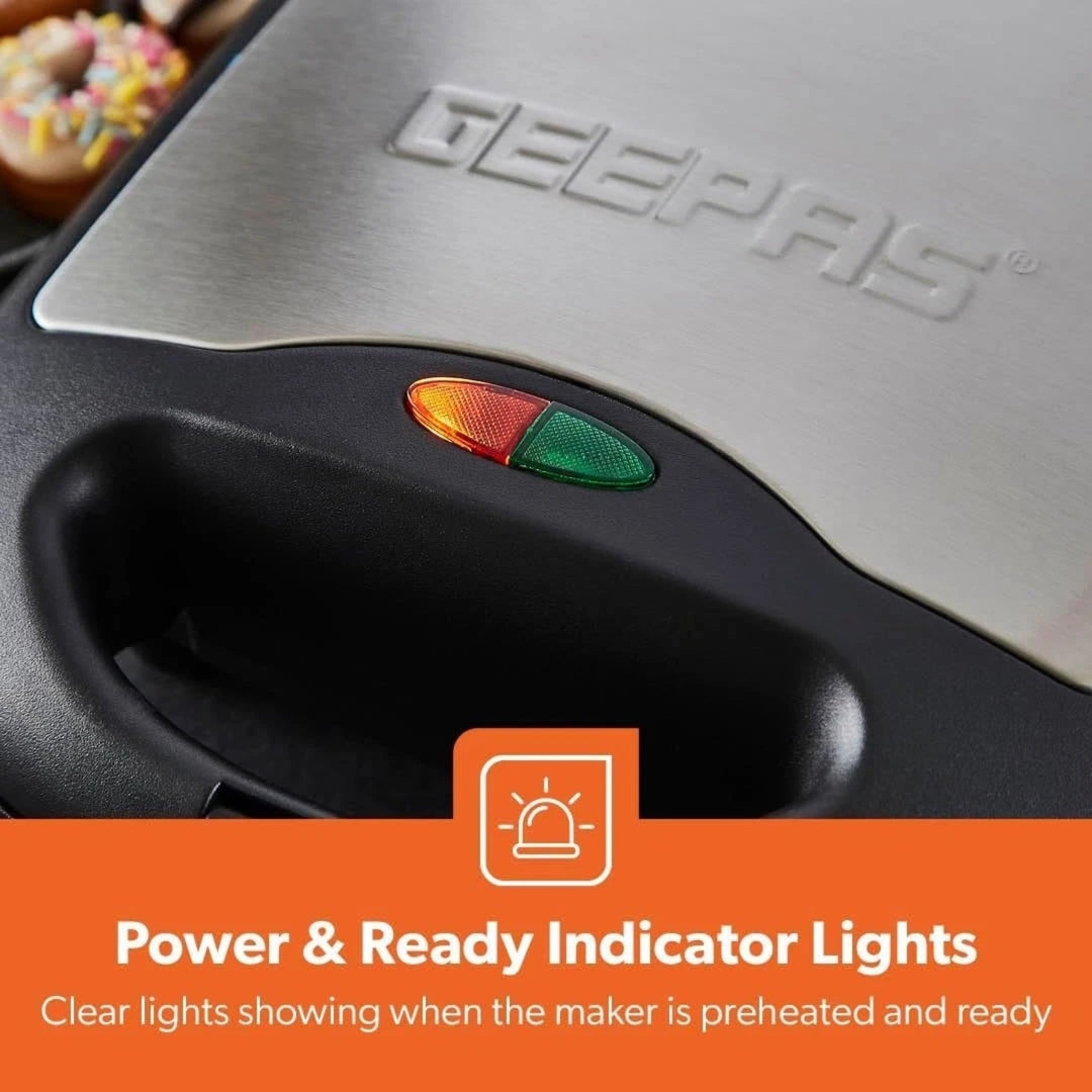 Geepas Doughnut Maker 750W 8pc Non Stick Black