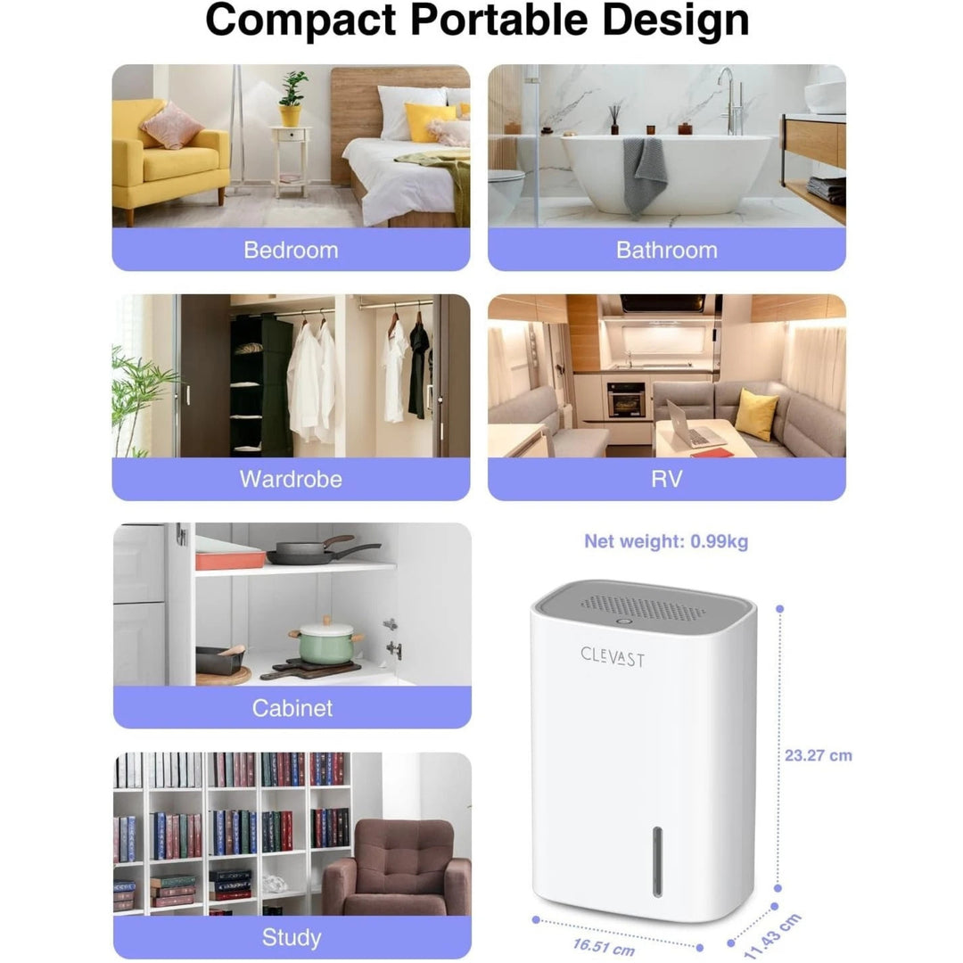 CLEVAST Mini Dehumidifier 850ml Ultra Quiet