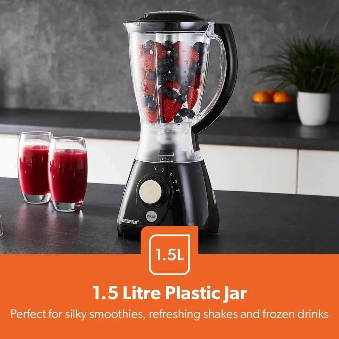 Geepas 2-in-1 Blender Smoothie Maker 550W Black