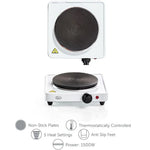 Load image into Gallery viewer, Quest Single Electric Hob 1500W 5 Settings White