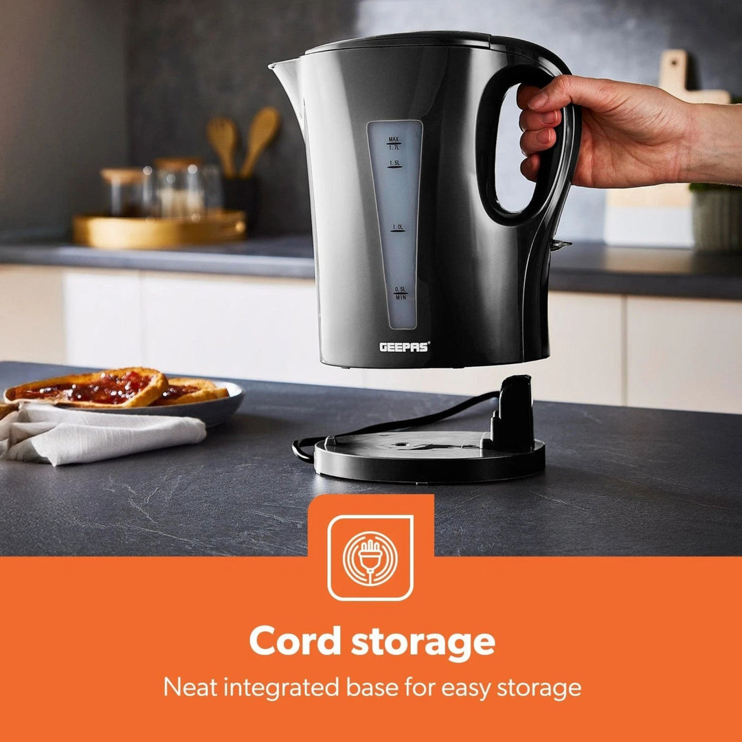 Geepas Jug Kettle 1.7L 2200W Fast Boil Black