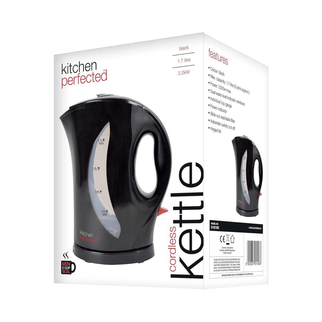 Kitchen Perfected 1.7L Cordless Kettle 2KW Black